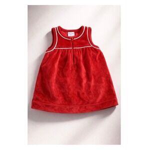 Absorba Red Velour Baby Dress 3M Vintage Retro Y2K Minimalist Comfy Cozy Soft